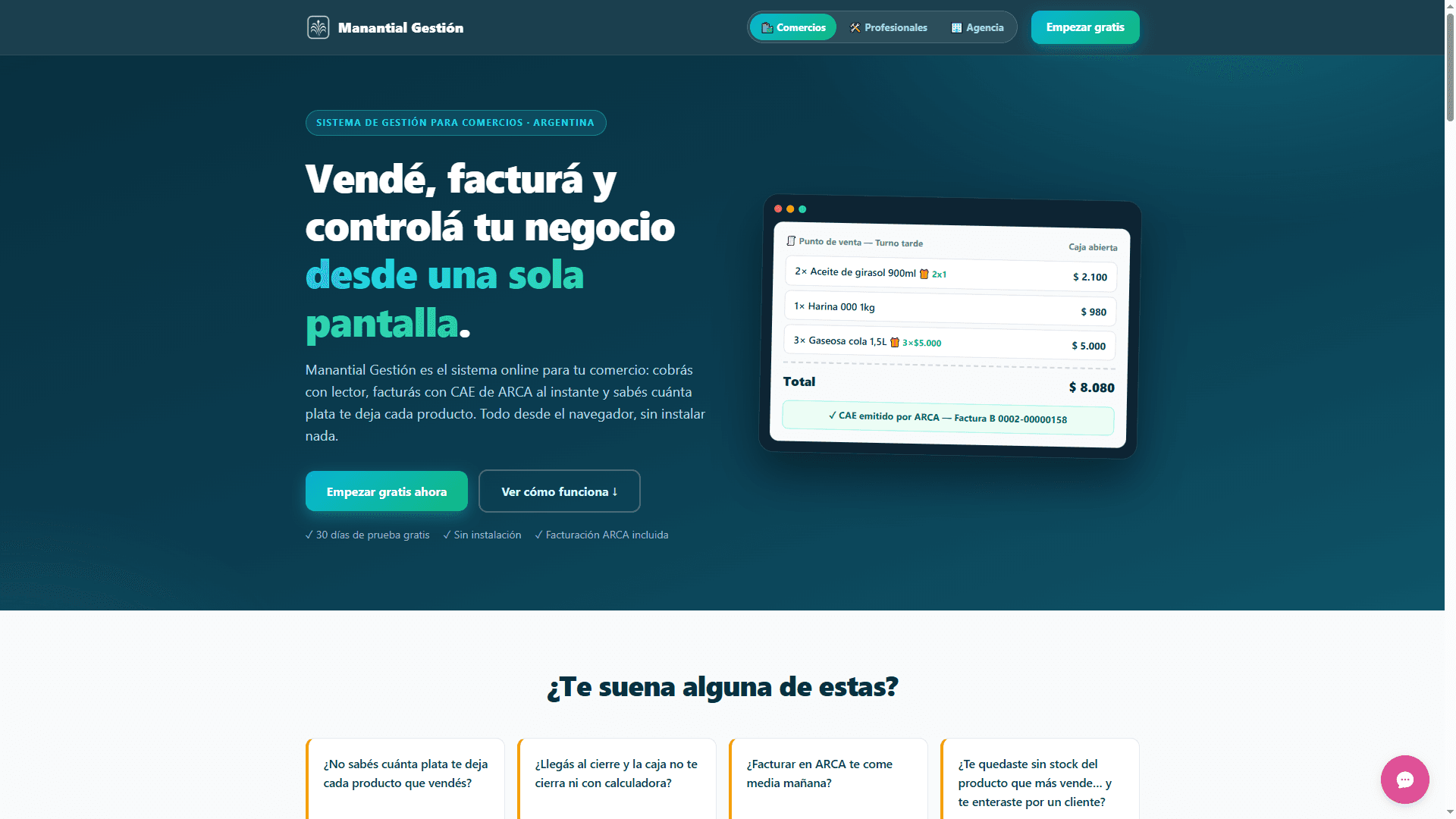 Página de inicio de Manantial Gestión